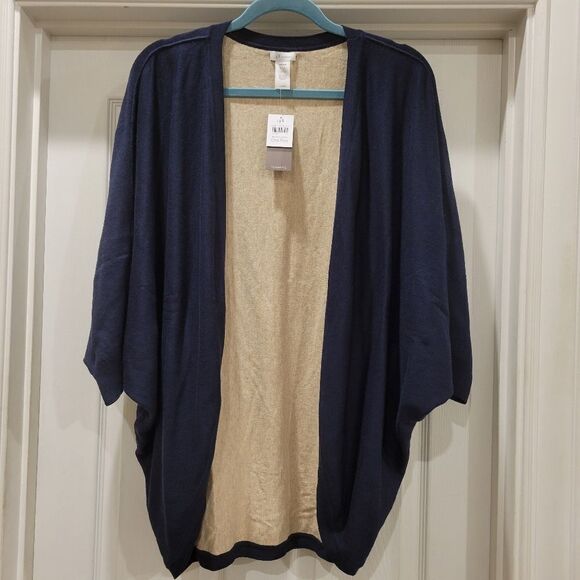J Jill Reversible Cocoon Cardigan Sweater, 3/4 sleeves, One Size - Picture 1 of 6